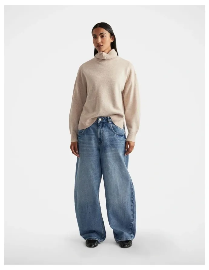 DECJUBA Roll Neck Knit Jumper in Neutral