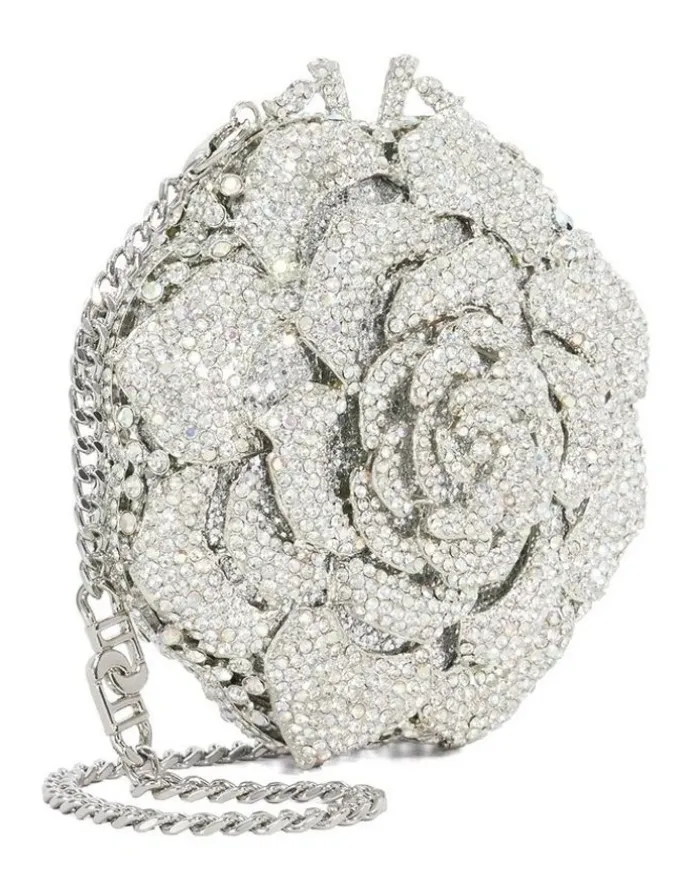 Dune London Bling Flower Clutch in Silver