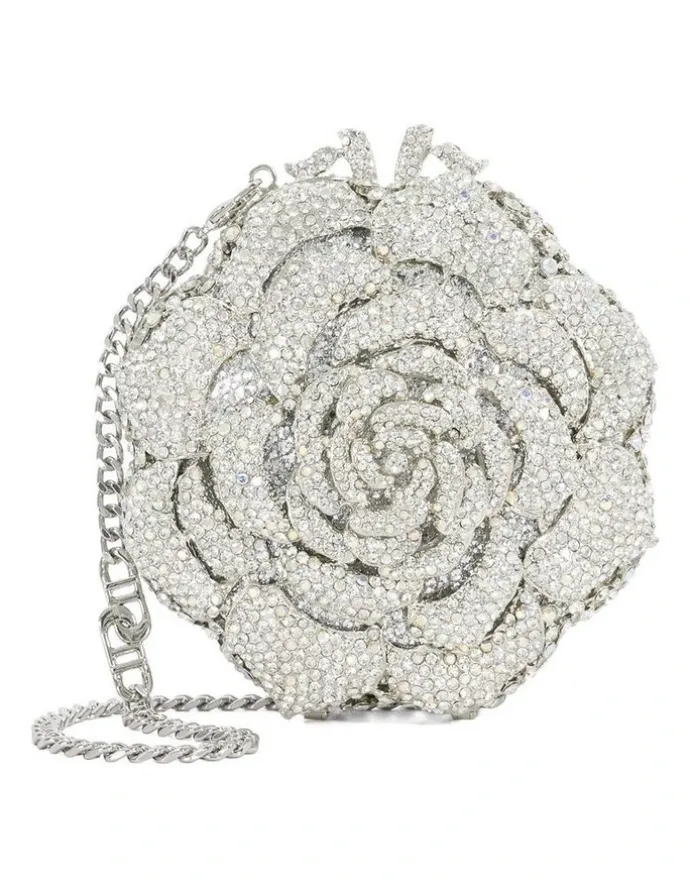 Dune London Bling Flower Clutch in Silver