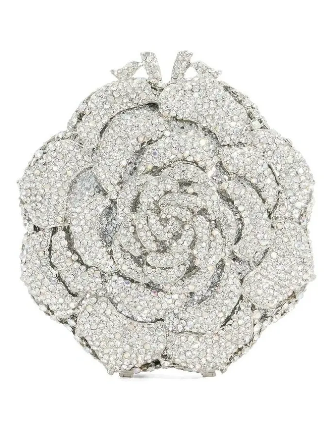 Dune London Bling Flower Clutch in Silver