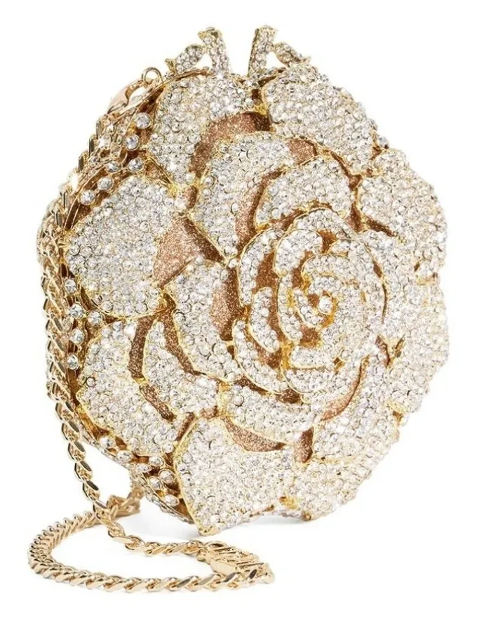 Dune London Bling Flower Clutch in Gold
