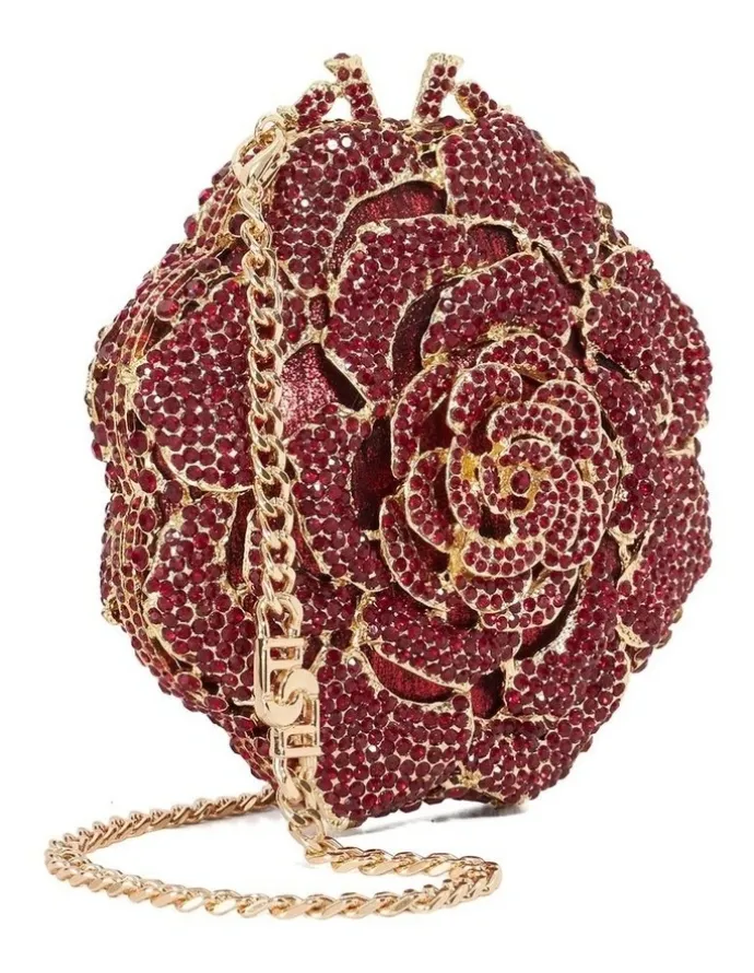 Dune London Bling Flower Clutch in Burgundy