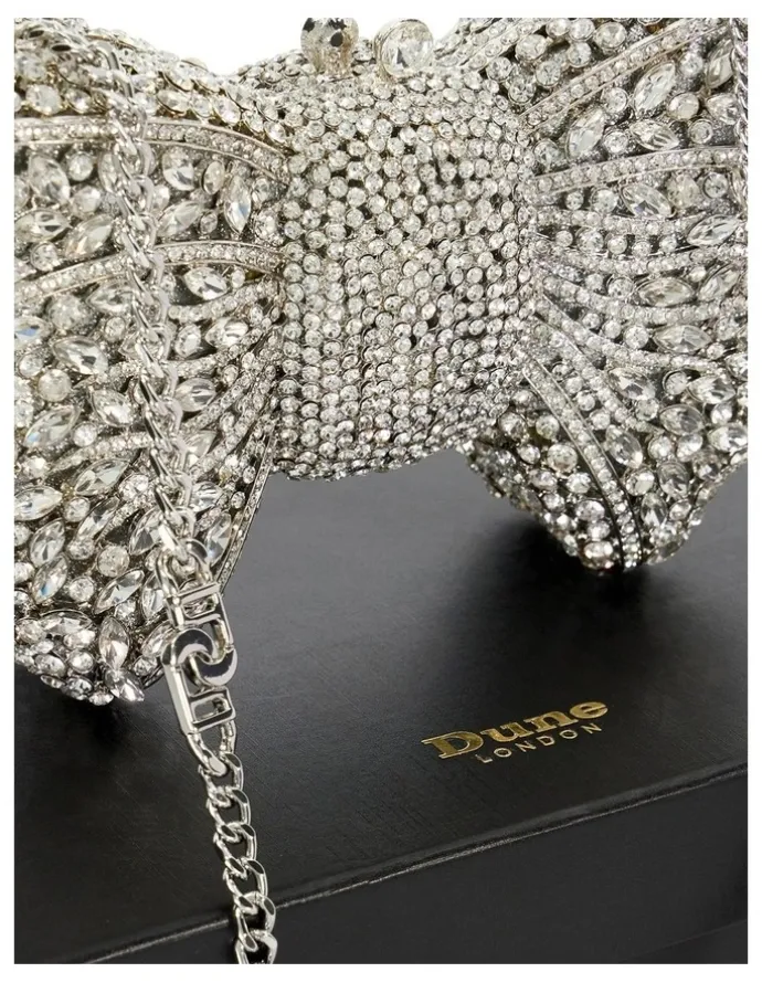 Dune London Enchant Bow Clutch in Silver