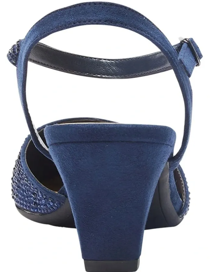Easy Steps Adelle Heeled Shoes In Navy Fabric