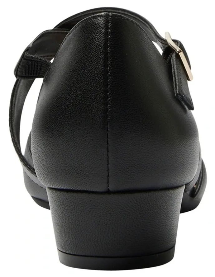 Easy Steps Renee Heeled Shoes in Black Leather