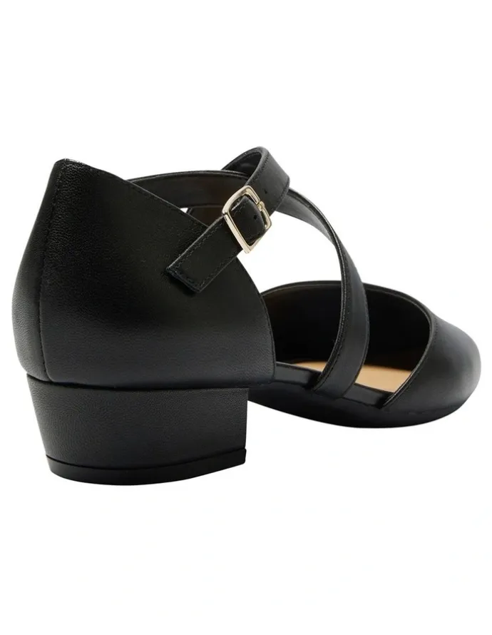 Easy Steps Renee Heeled Shoes in Black Leather