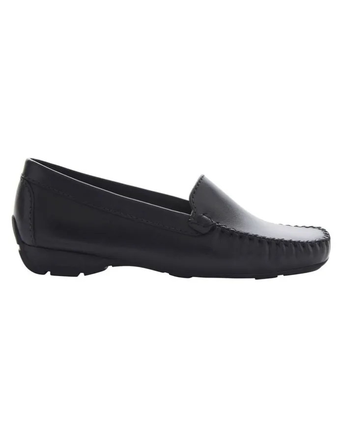Easy Steps Sicily Flat Shoes in Black Leather