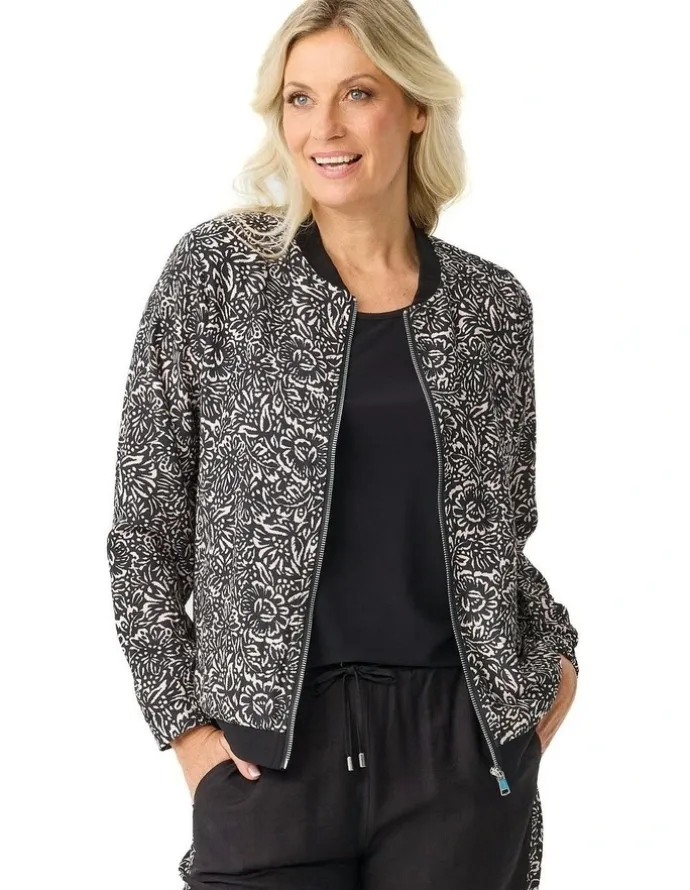 Fella Hamilton Bellini Print Zip Up Jacket in Black