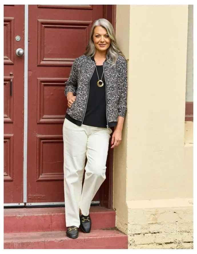 Fella Hamilton Bellini Print Zip Up Jacket in Black