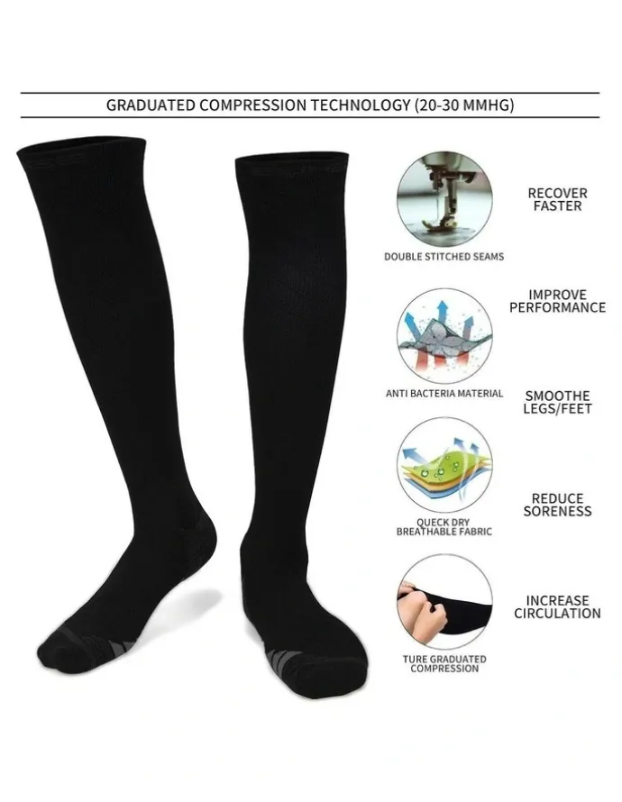 Flightmode Travel Anti-Fatigue Flight Compression Socks L in Black