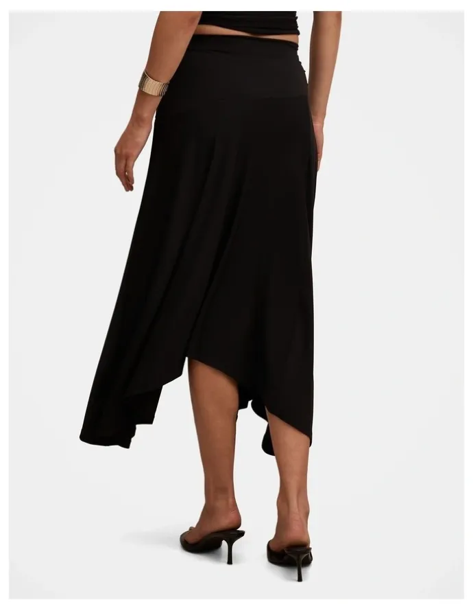 Forever New Ariel Godet Hanky Hem Skirt in Black
