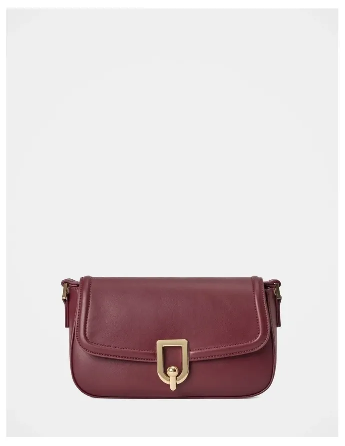 Forever New Carly Curve Lock Shoulder Bag in Red