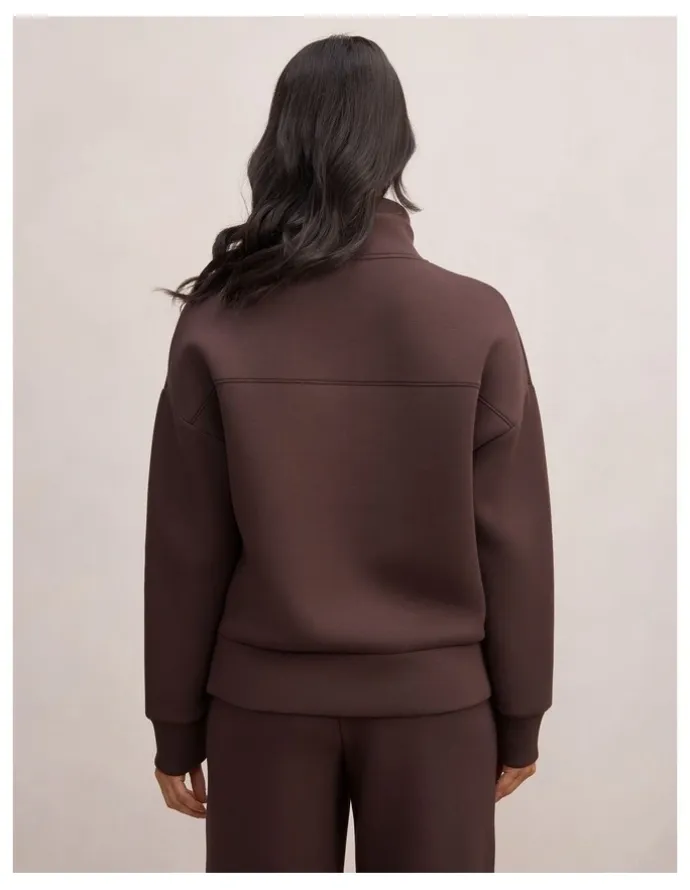 Forever New Hailey Ribbed Detail Lounge Jumper in Chocolate