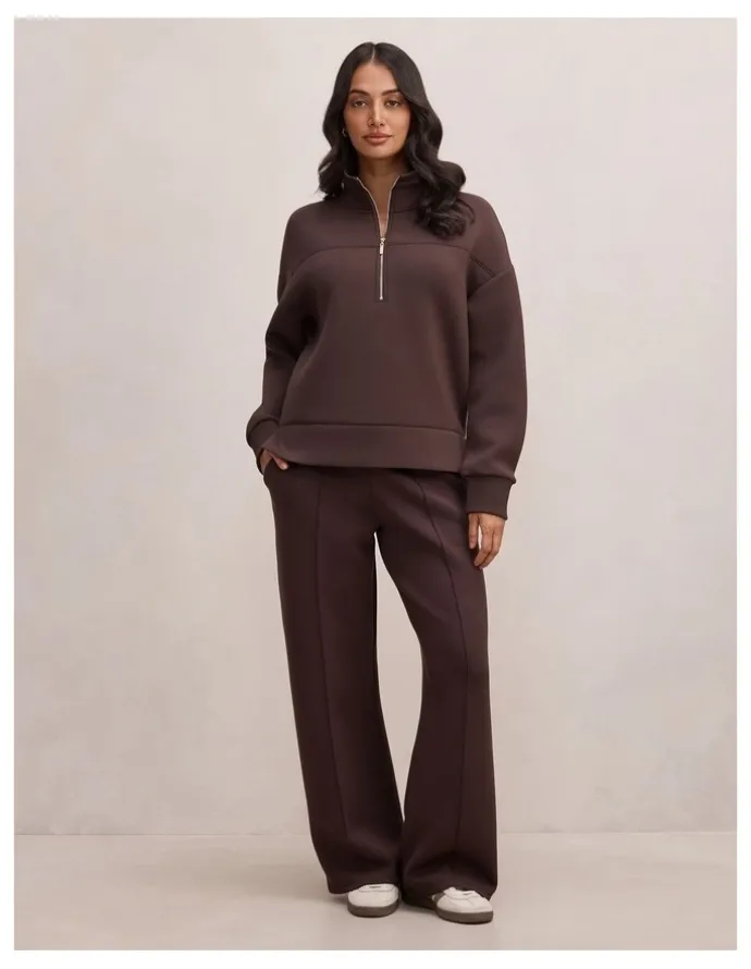 Forever New Hailey Ribbed Detail Lounge Jumper in Chocolate