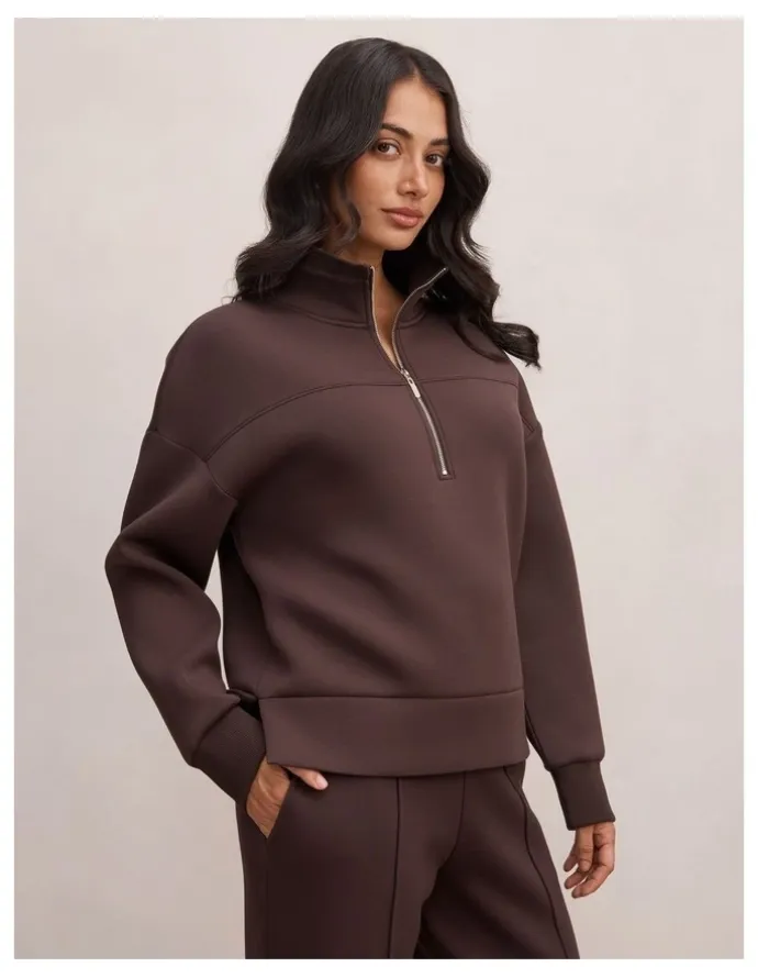 Forever New Hailey Ribbed Detail Lounge Jumper in Chocolate