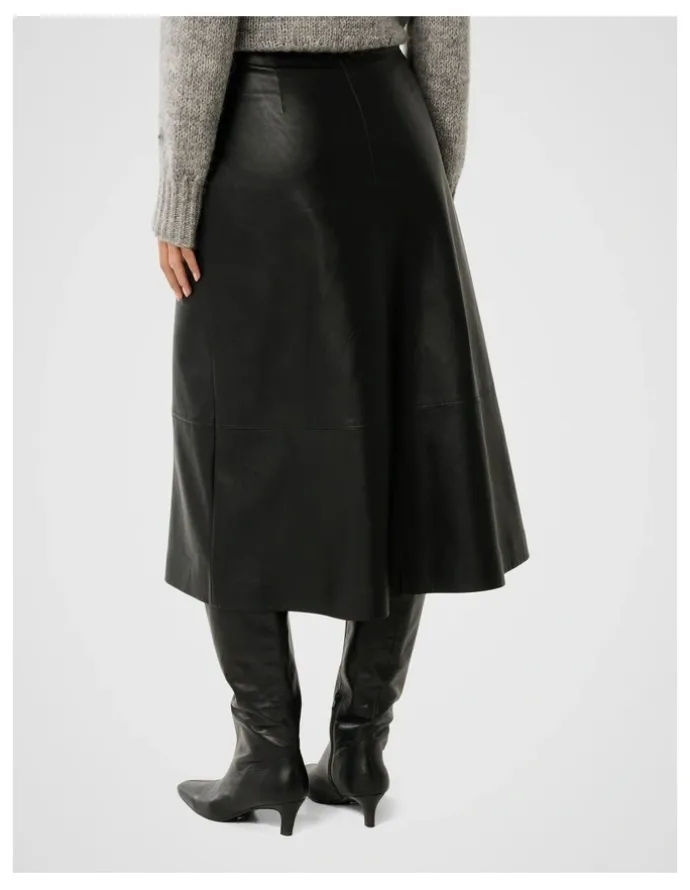 Forever New Jaelyn Vegan Leather Midi Skirt in Black