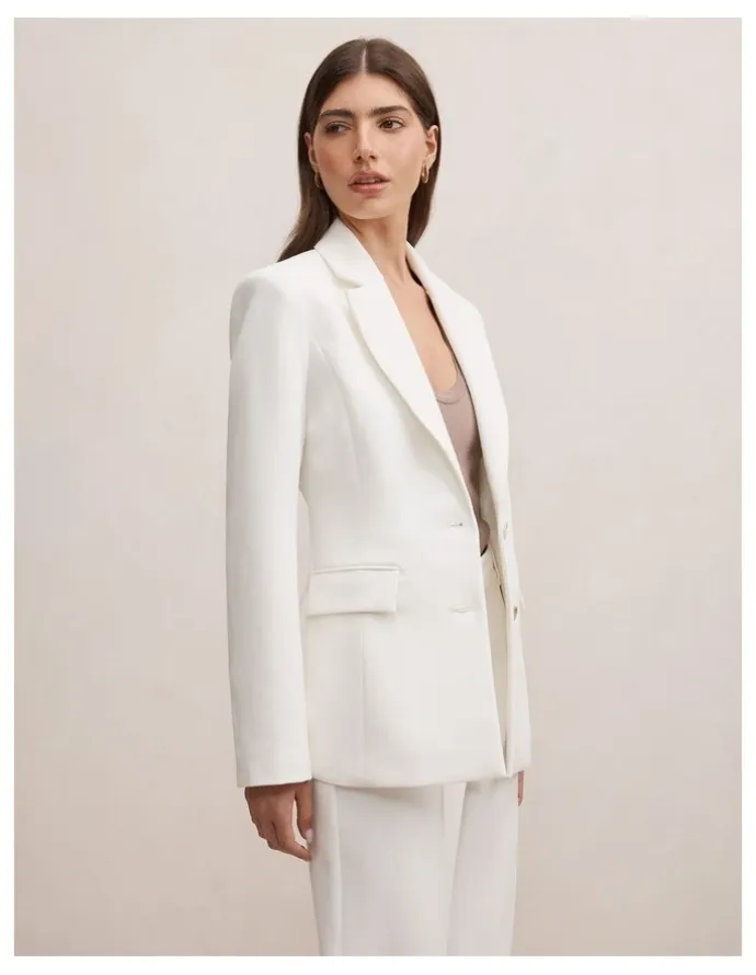 Forever New Lee Nipped Waist Blazer in White