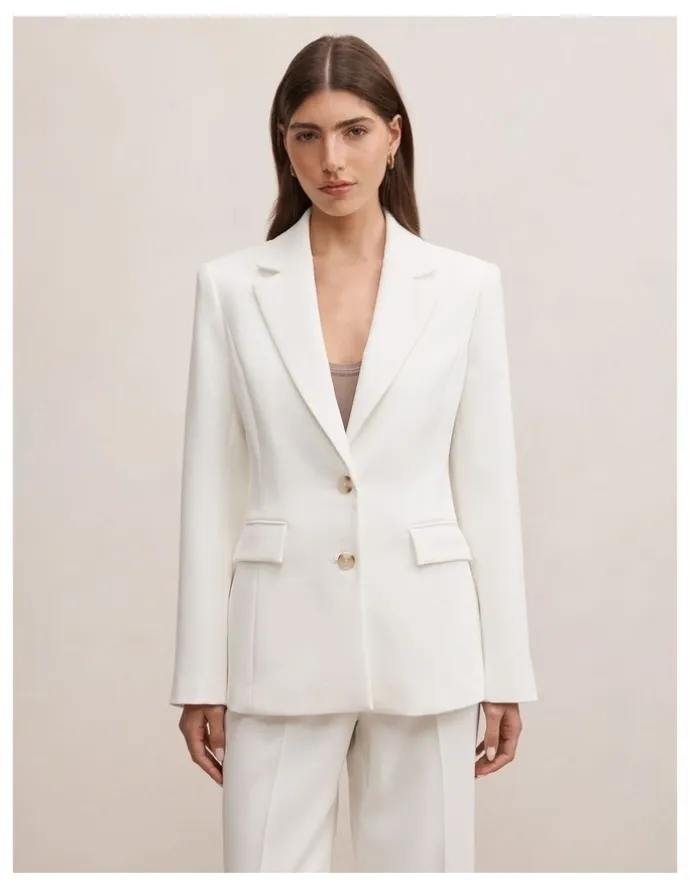 Forever New Lee Nipped Waist Blazer in White