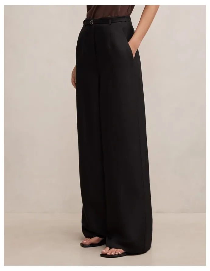 Forever New Matilda Linen Blend Wide Leg Pants in Black