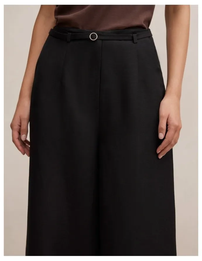 Forever New Matilda Linen Blend Wide Leg Pants in Black