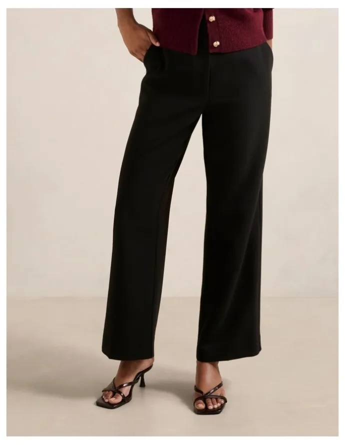 Forever New Petite Freya High Waist Wide Leg Pants in Black