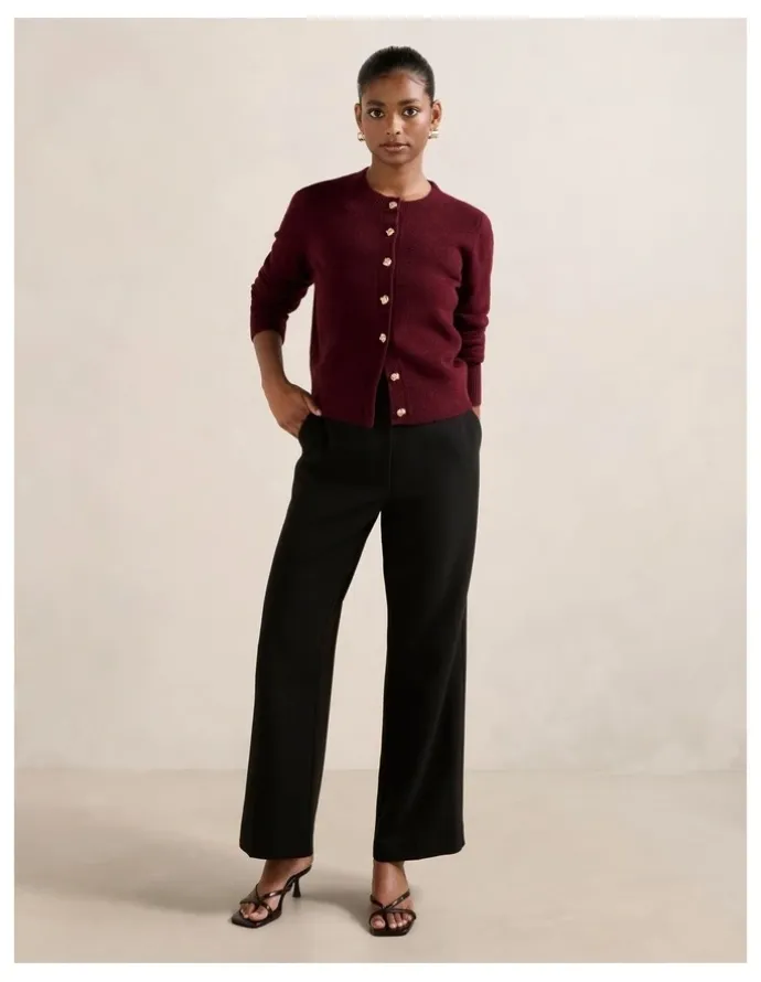 Forever New Petite Freya High Waist Wide Leg Pants in Black
