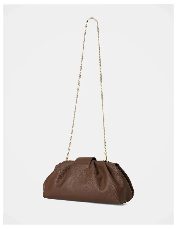Forever New Portia Padlock Soft Clutch in Chocolate
