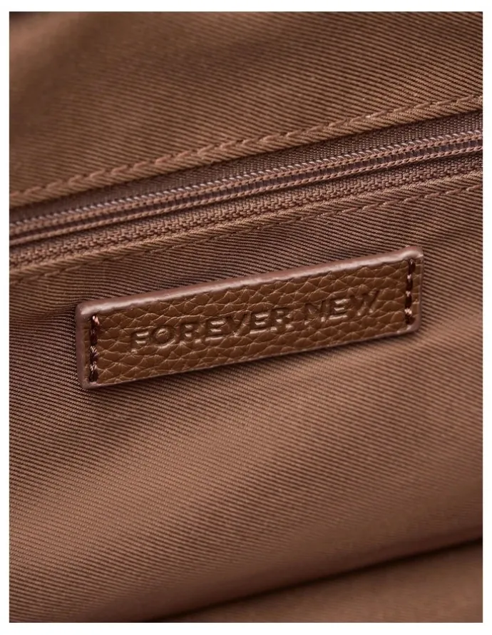 Forever New Portia Padlock Soft Clutch in Chocolate