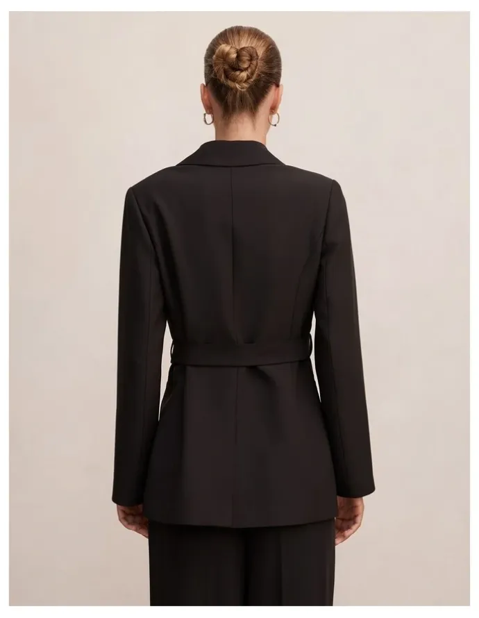 Forever New Bella Belted Blazer in Black