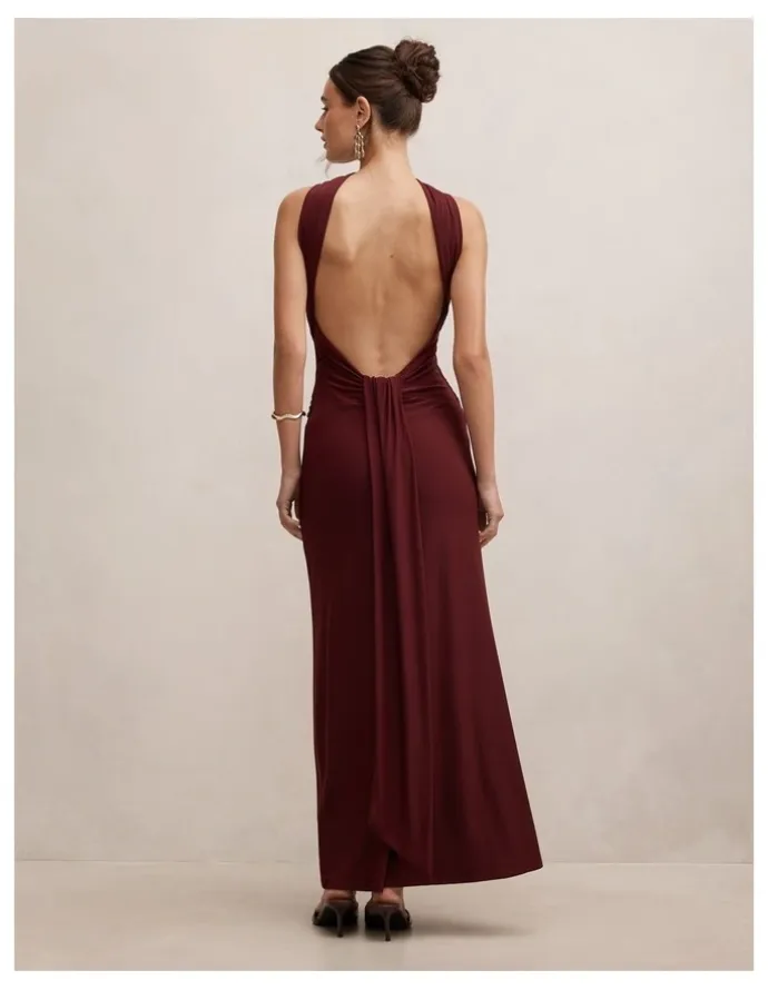 Forever New Rosalba Gathered Panel Maxi Dress in Purple