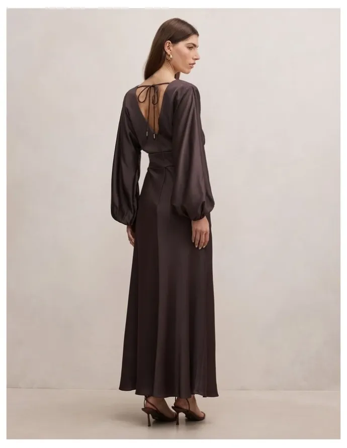 Forever New Vera Draped Batwing Maxi Dress in Chocolate
