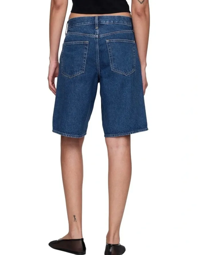 Gap 11" Mid Rise Longline Denim Shorts in Medium Indigo