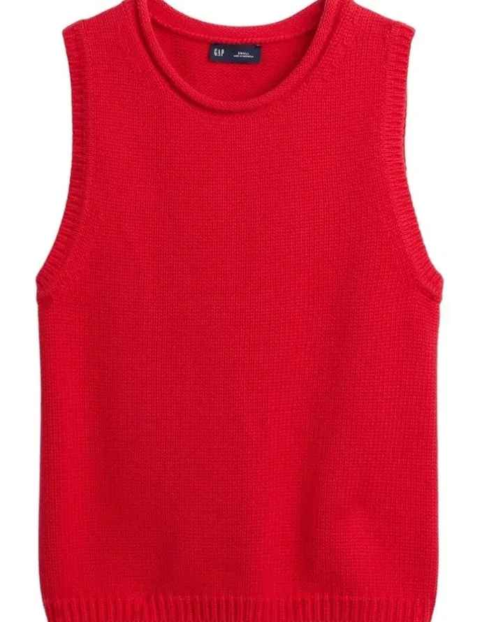 Gap Cotton Sweater Vest in Red