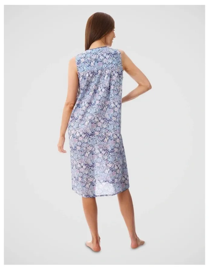 Givoni Sleeveless Short Nightie in Navy Floral Print