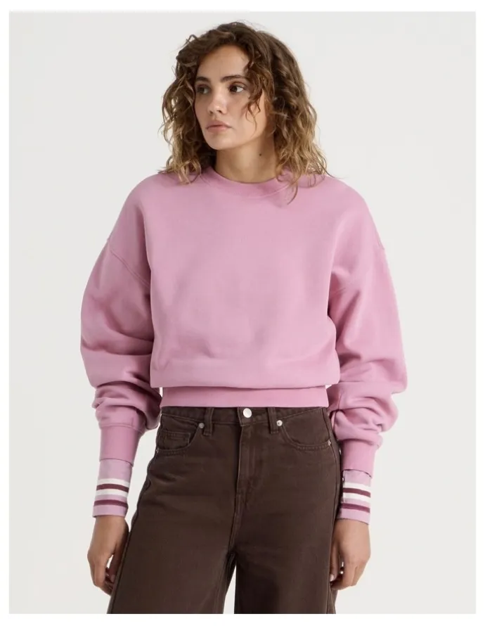 Grab Pleated Back Crew Neck Sweat - Lilas