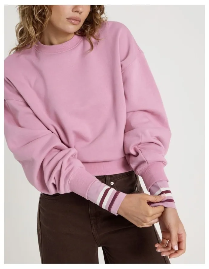 Grab Pleated Back Crew Neck Sweat - Lilas