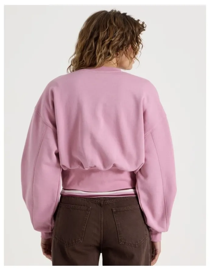 Grab Pleated Back Crew Neck Sweat - Lilas