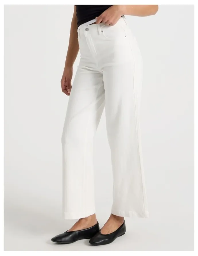 GRAB Wide Leg High Rise Jeans in Ecru