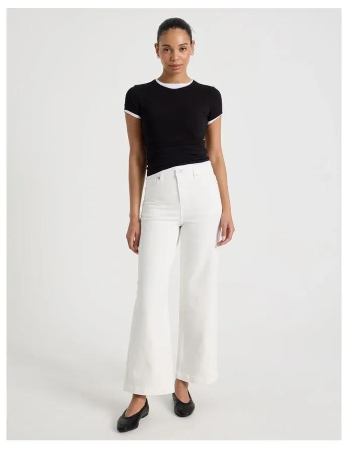GRAB Wide Leg High Rise Jeans in Ecru