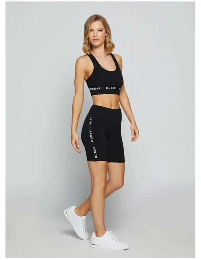 Guess Aline Active Logo Bike Shorts in Black