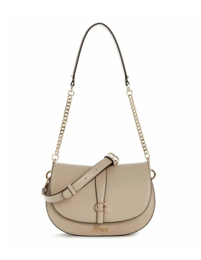 Guess Carrie Flap Shoulder Bag in Beige
