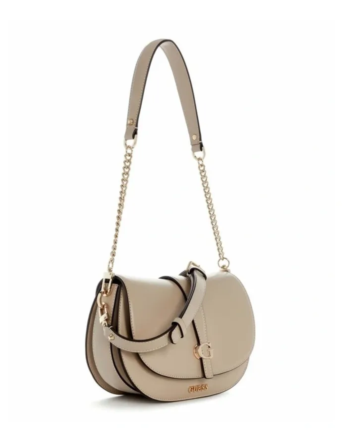 Guess Carrie Flap Shoulder Bag in Beige