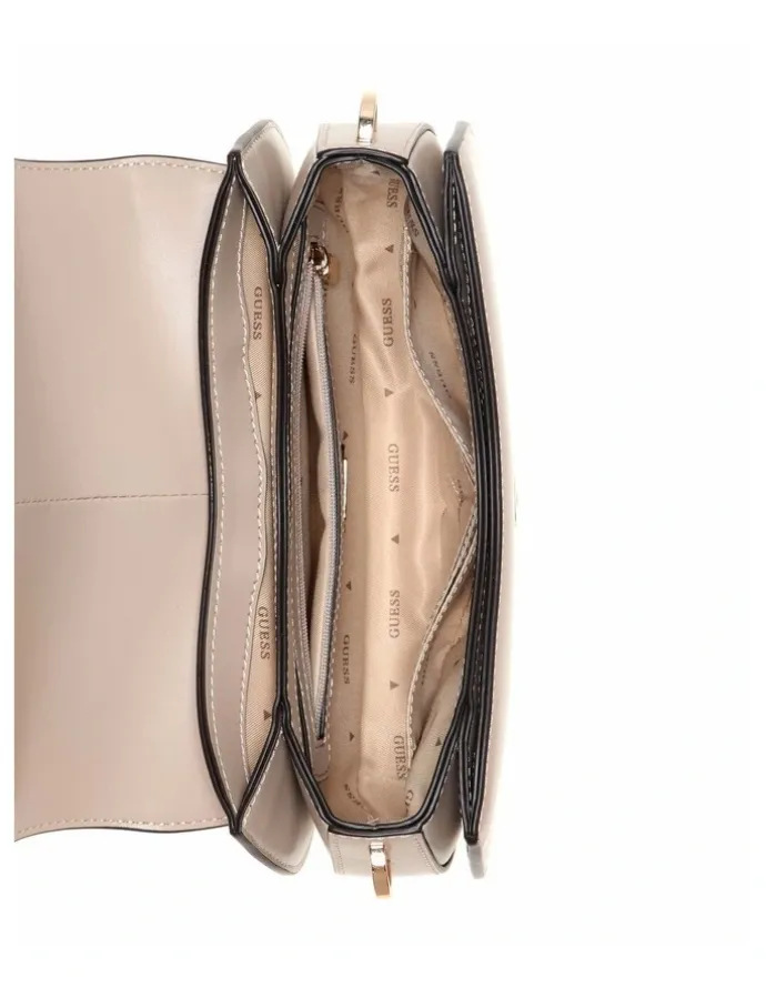 Guess Carrie Flap Shoulder Bag in Beige