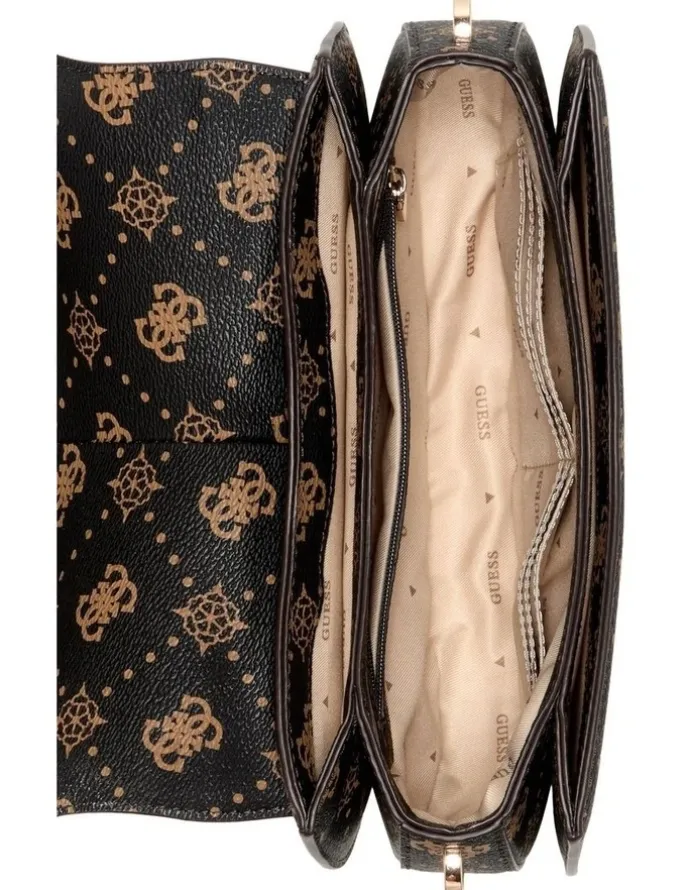 Guess Carrie Logo Shoulder Bag in Black