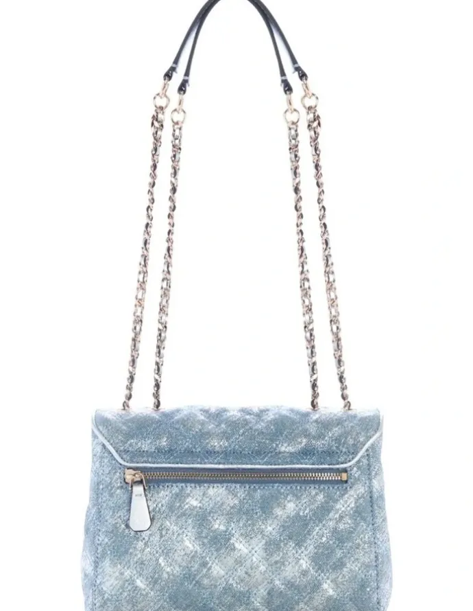Guess Giully II Convertible Denim Flap Bag in Metallic Denim