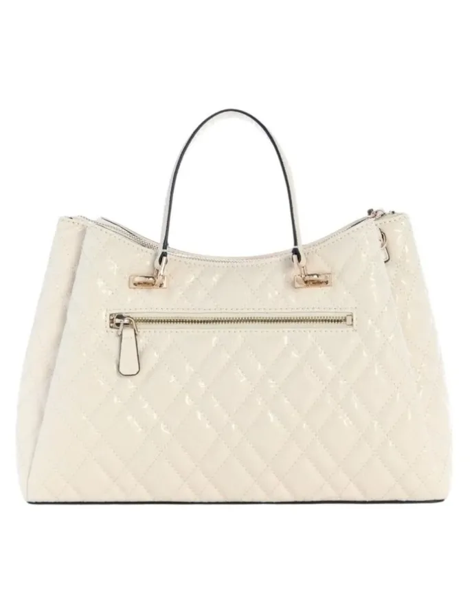 Guess Isemay Girlfriend Shoulder Satchel Bag in Off White