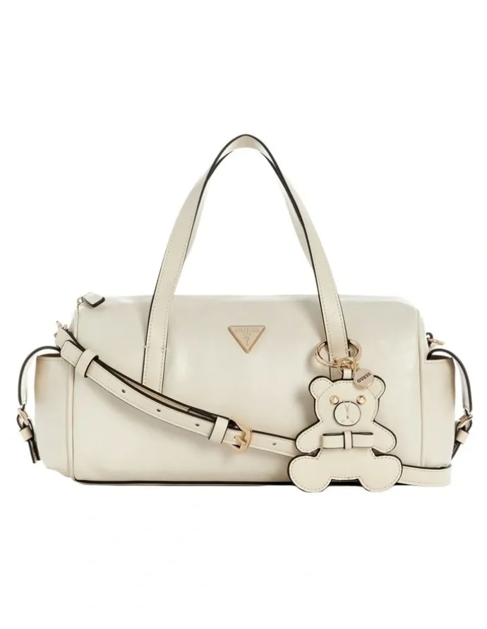 Guess Kassie Small Satchel Bag in Off White