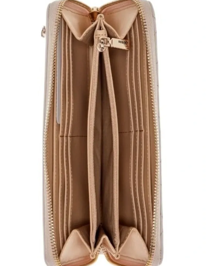 Guess Laurel II Large Zip Around Wallet in Cognac