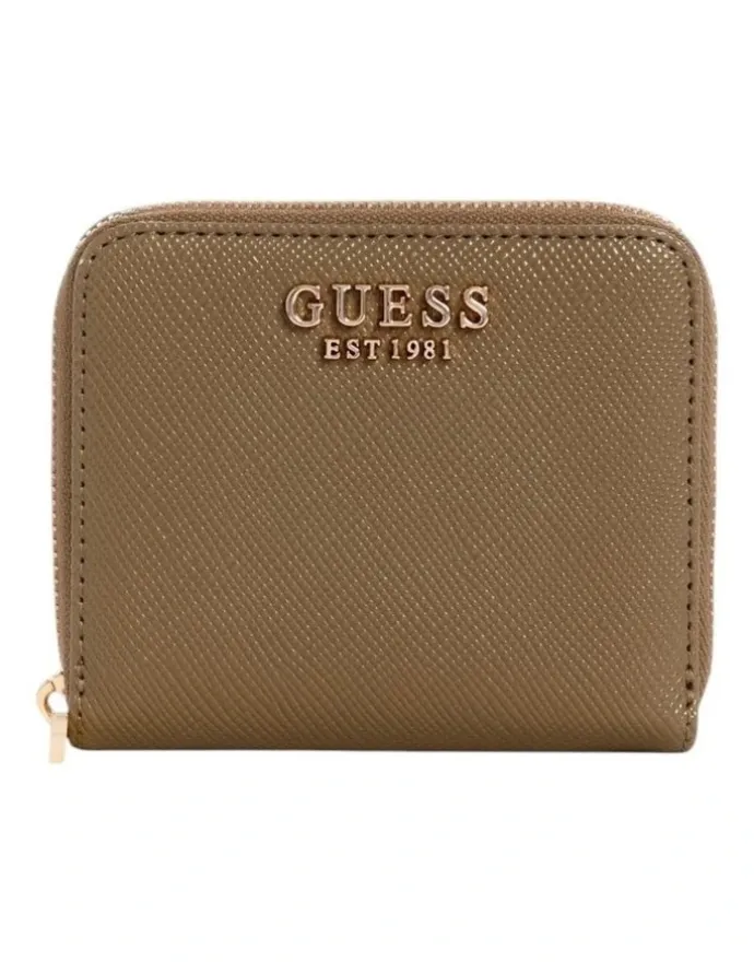 Guess Laurel Small Zip Around Wallet in Dark Taupe