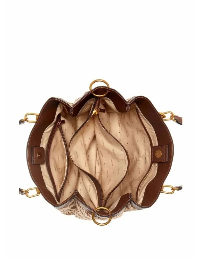 Guess Shemara Girlfriend Satchel Bag in Brown Logo